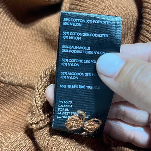 Anthropologie Women's Vanessa Ribbed Knit Poncho Sweater Honey Size XS NWT - Picture 7 of 9